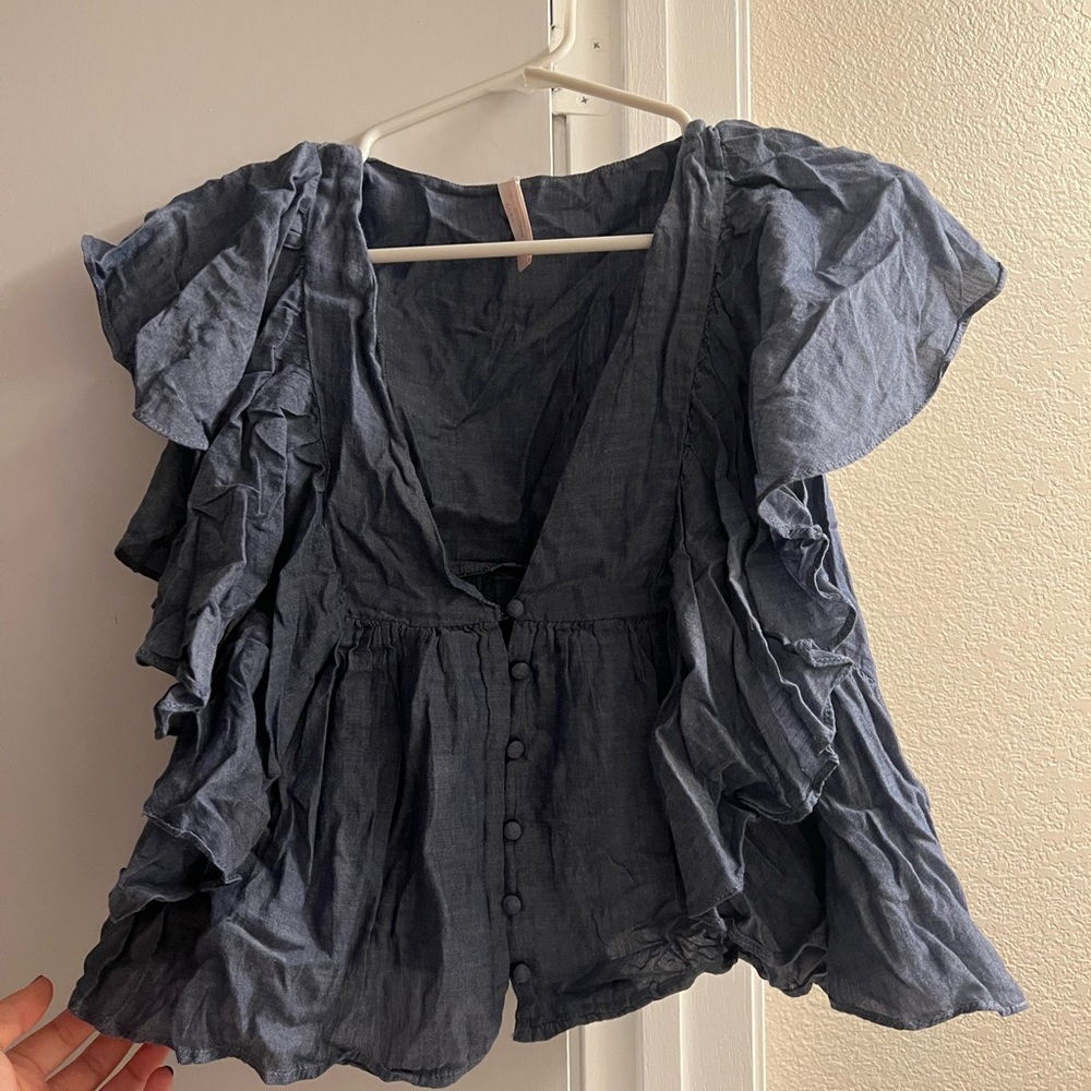 ZARA denim colored top